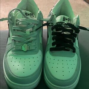 Bape Men's Sneakers - Mint Green and Black